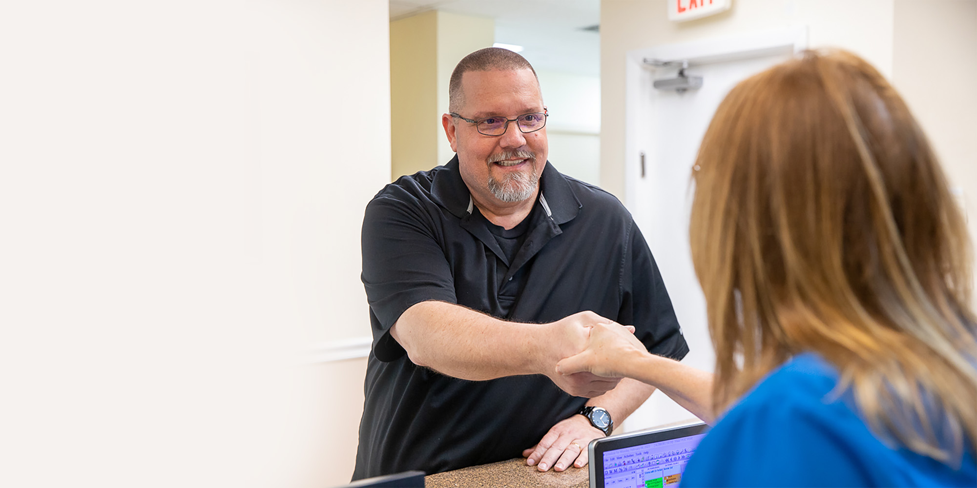 staff greeting patient