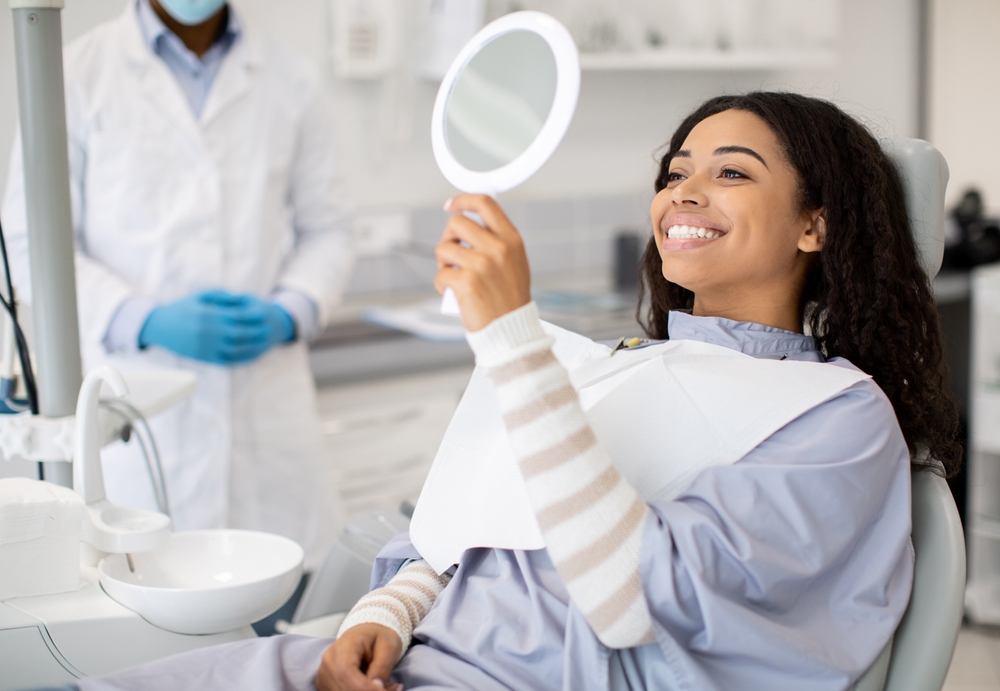 Patient consultation in a modern dental office setting